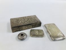 SILVER AND WHITE METAL BOXES INCLUDING A REPOUSSE BOX BY HANS JENSEN.