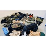 7 X KIT BAGS CONTAINING AN EXTENSIVE GROUP OF TACTICAL ARMY CLOTHING, BACK PACKS,