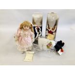 TWO "KLEENEZE" CHINA DOLLS TO INCLUDE "CHRISTMAS EVE" AND CHRISTABELLE + A FURTHER UNRELATED