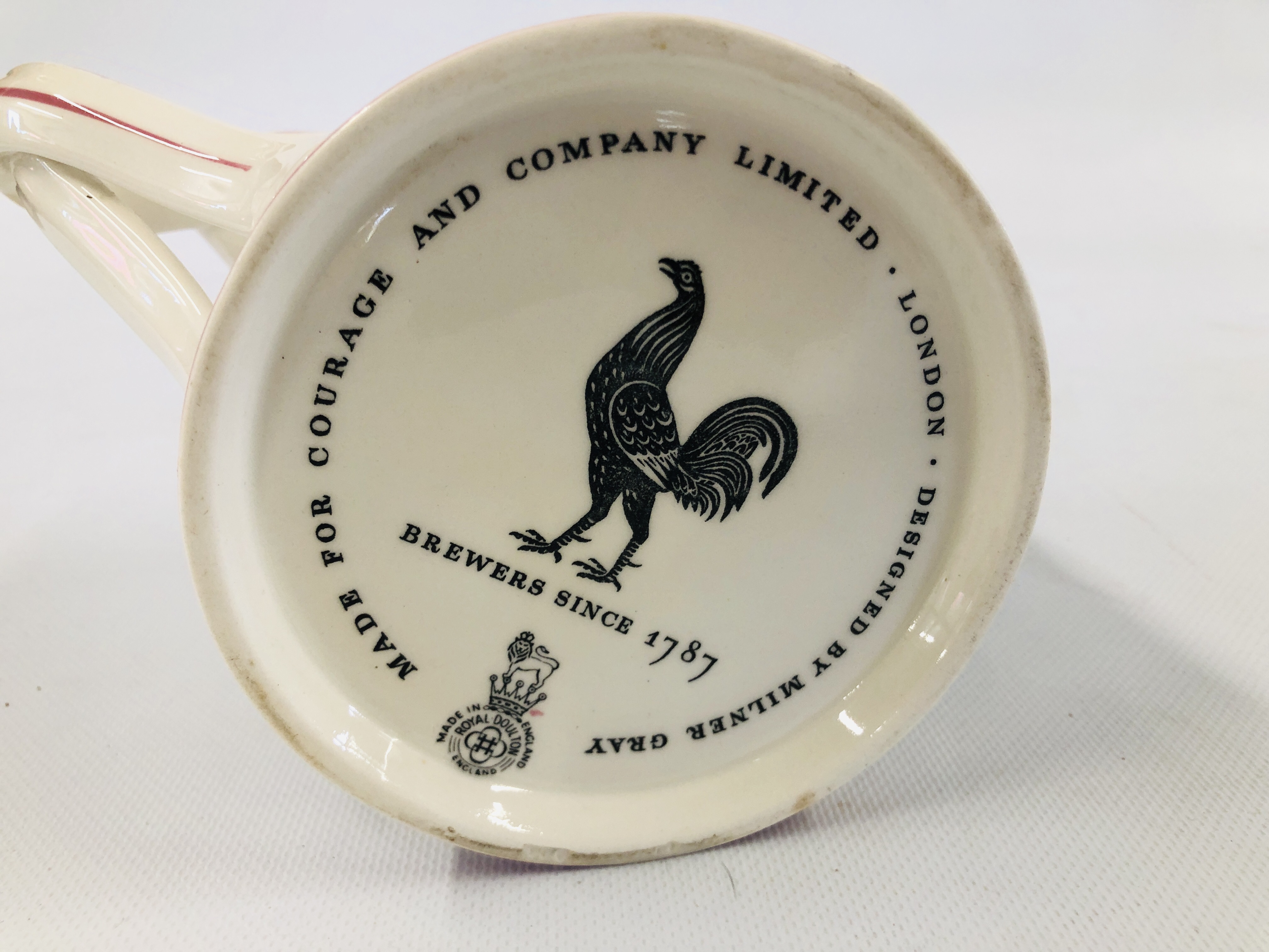 A VINTAGE ROYAL DOULTON TWO HANDLED MUG "MADE FOR COURAGE AND COMPANY LIMITED LONDON" DESIGNED BY - Image 7 of 7