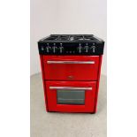 A BELLING "FARMHOUSE" MAINS GAS HOB, ELECTRIC SLOT IN COOKER FINISHED IN "HOT JALAPENO" RED,