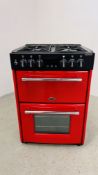 A BELLING "FARMHOUSE" MAINS GAS HOB, ELECTRIC SLOT IN COOKER FINISHED IN "HOT JALAPENO" RED,