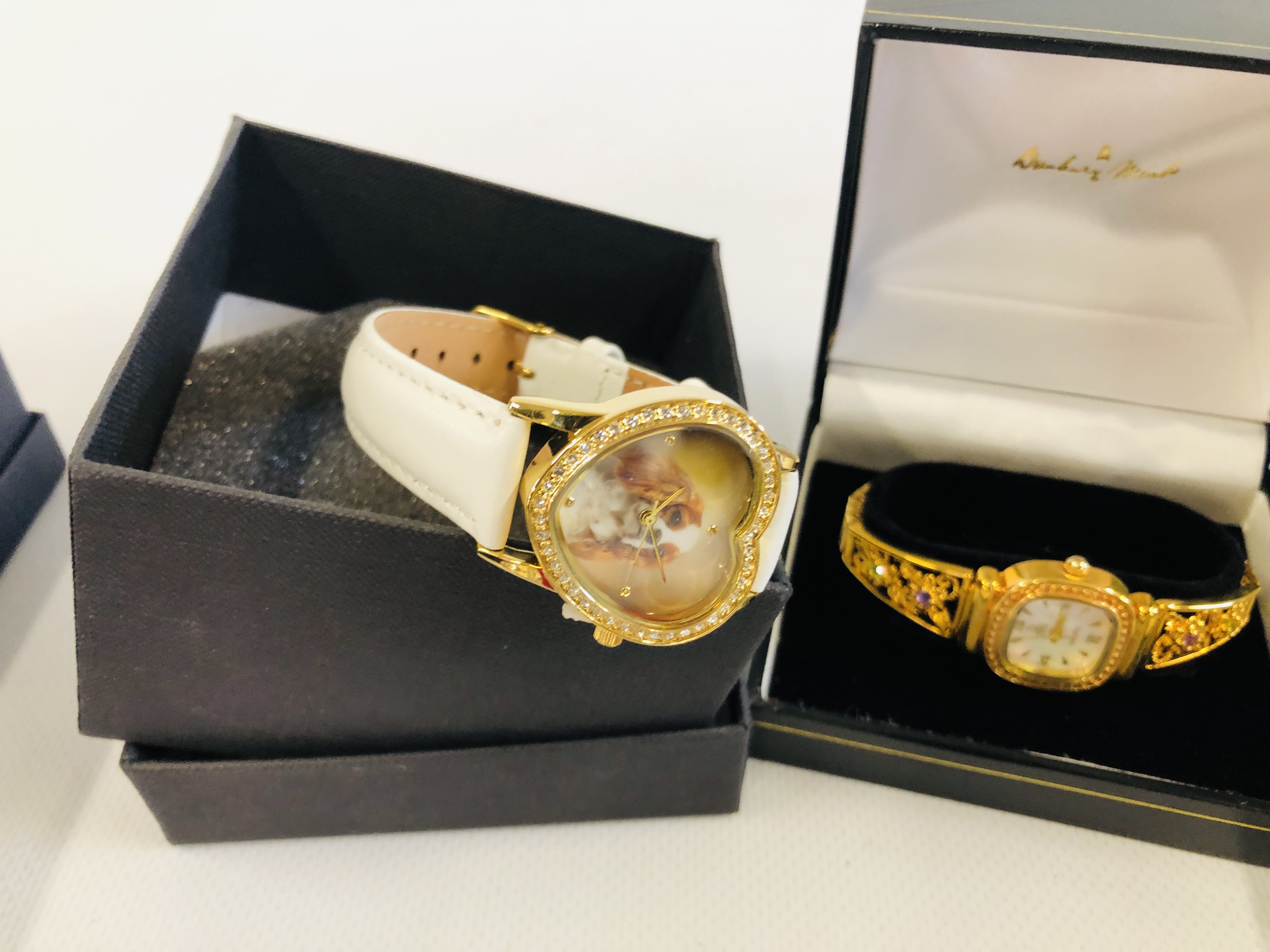 A BOX OF ASSORTED GOOD QUALITY COSTUME JEWELLERY TO INCLUDE DESIGNER BRANDED WRIST WATCHES, - Image 4 of 11