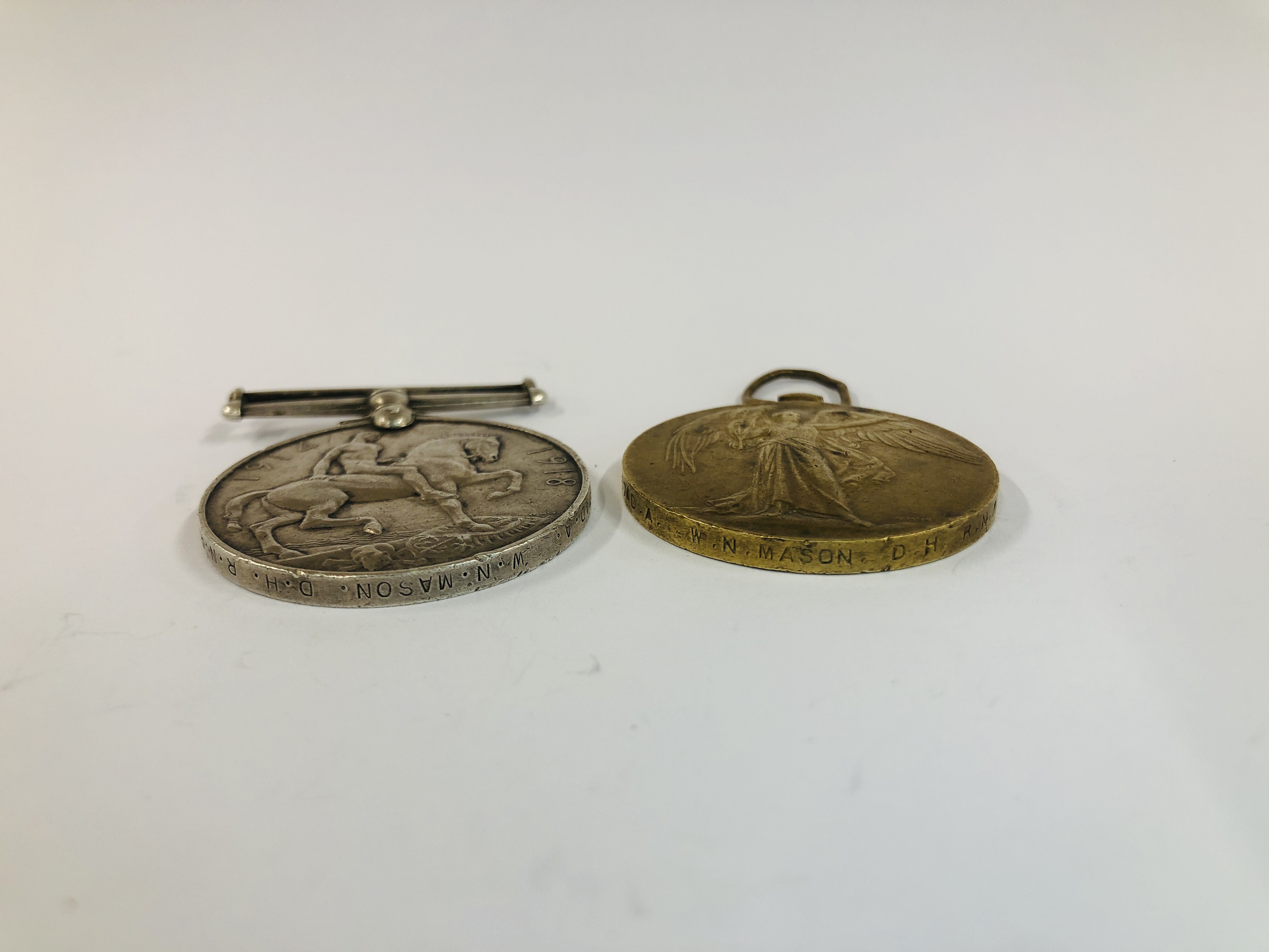 2 MEDALS FROM WW1 1914-1919 & 1914-1918 "THE GREAT WAR FOR CIVILISATION" PRESENTED TO W.N. MASON D. - Image 4 of 5