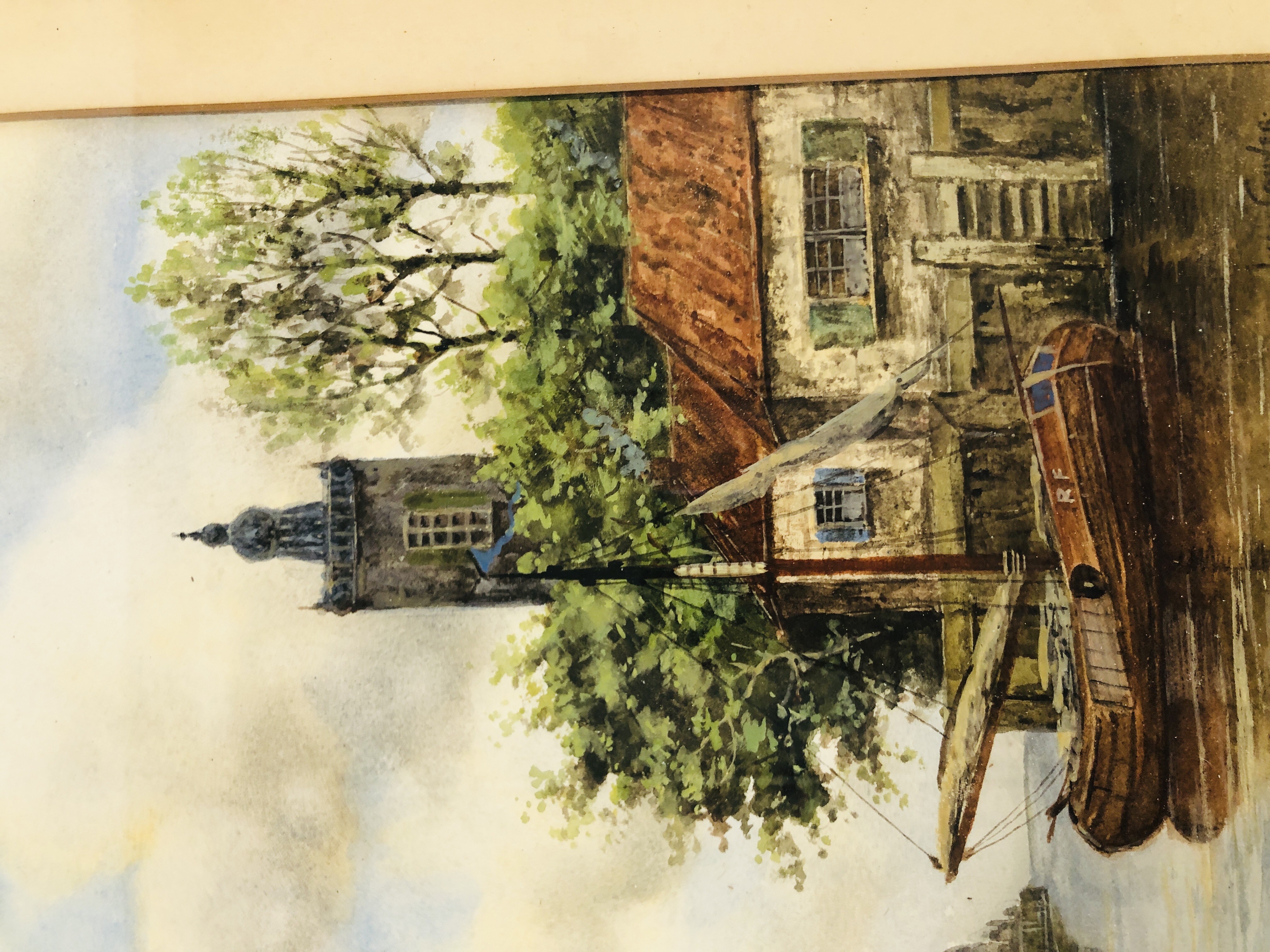 TWO FRAMED WATERCOLOURS DEPICTING "DUTCH CANAL SCENES WITH WINDMILLS" BEARING SIGNATURE J VAN - Image 7 of 8