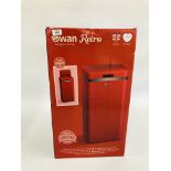 A SWAN RETRO STYLE RED FINISH HANDS FREE OPERATION KITCHEN BIN (45 LITRE).