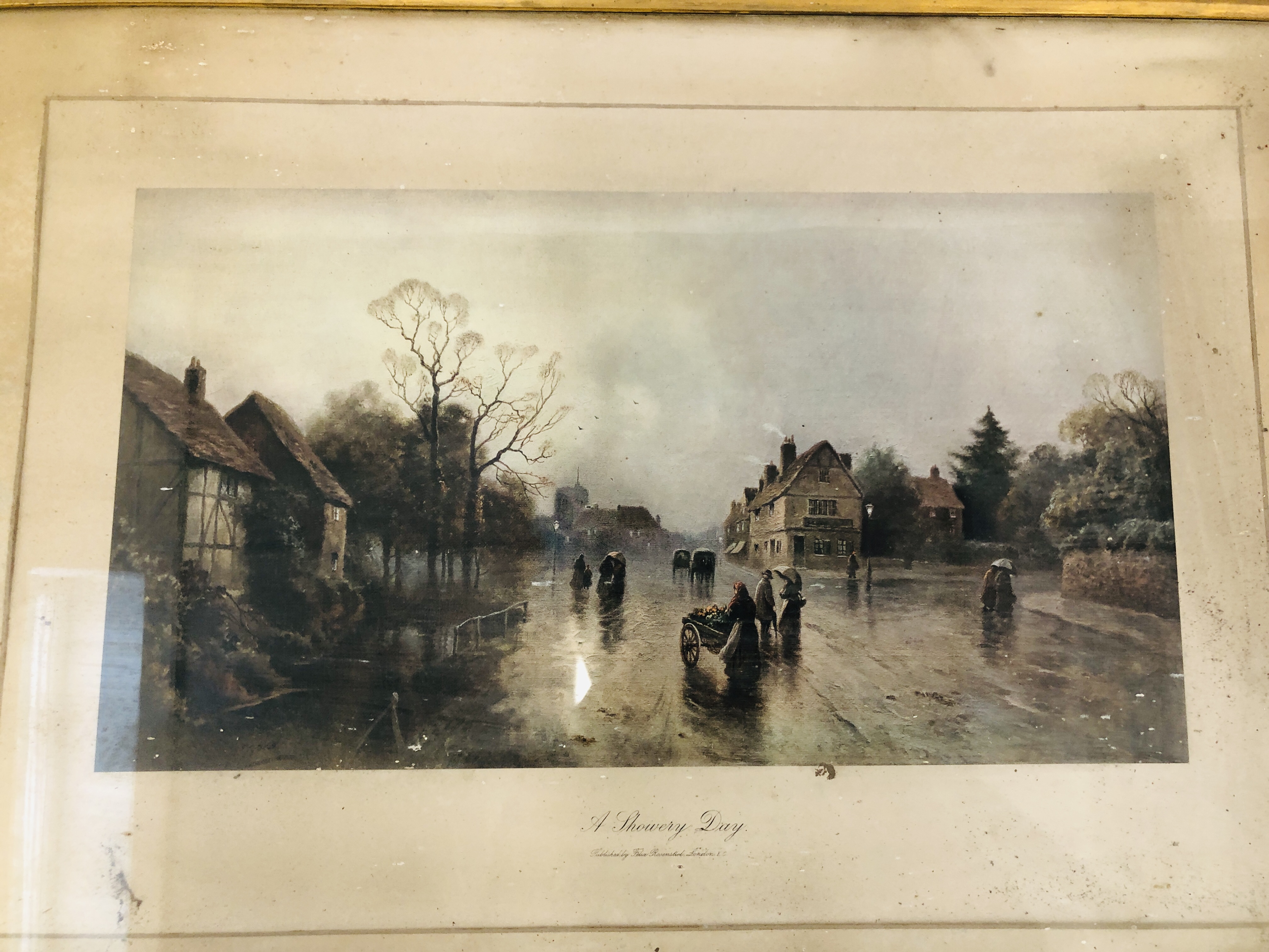 A GROUP OF EIGHT ASSORTED PICTURES TO INCLUDE A PAIR OF GILT FRAMED PRINTS "A SHOWERY DAY" AND CALM - Image 2 of 11