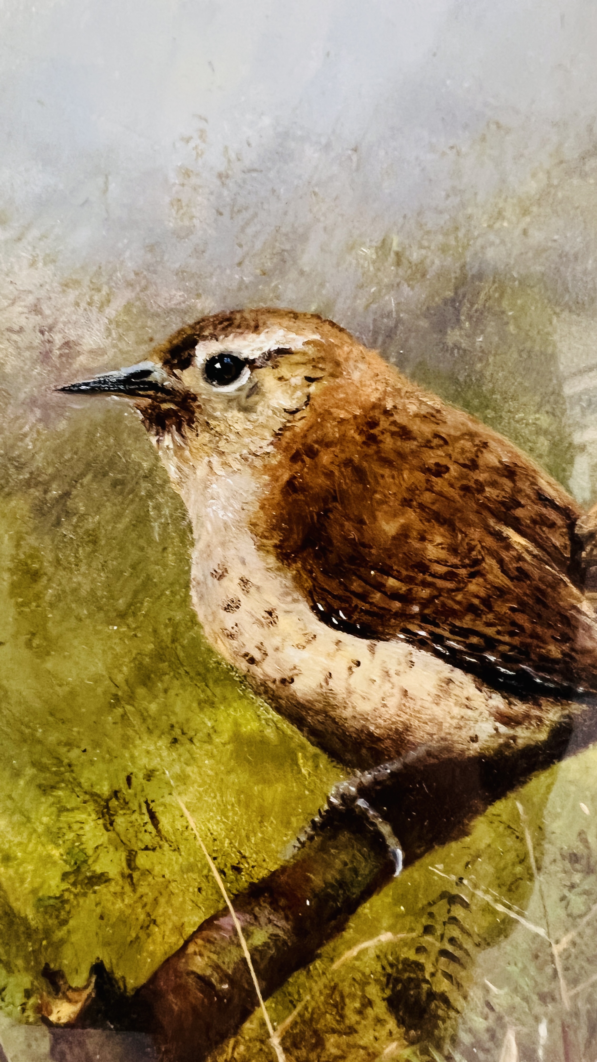 OIL "WREN" BEARING SIGNATURE G. ASHLEY HUNTER 20 X 10.5CM. - Image 3 of 5