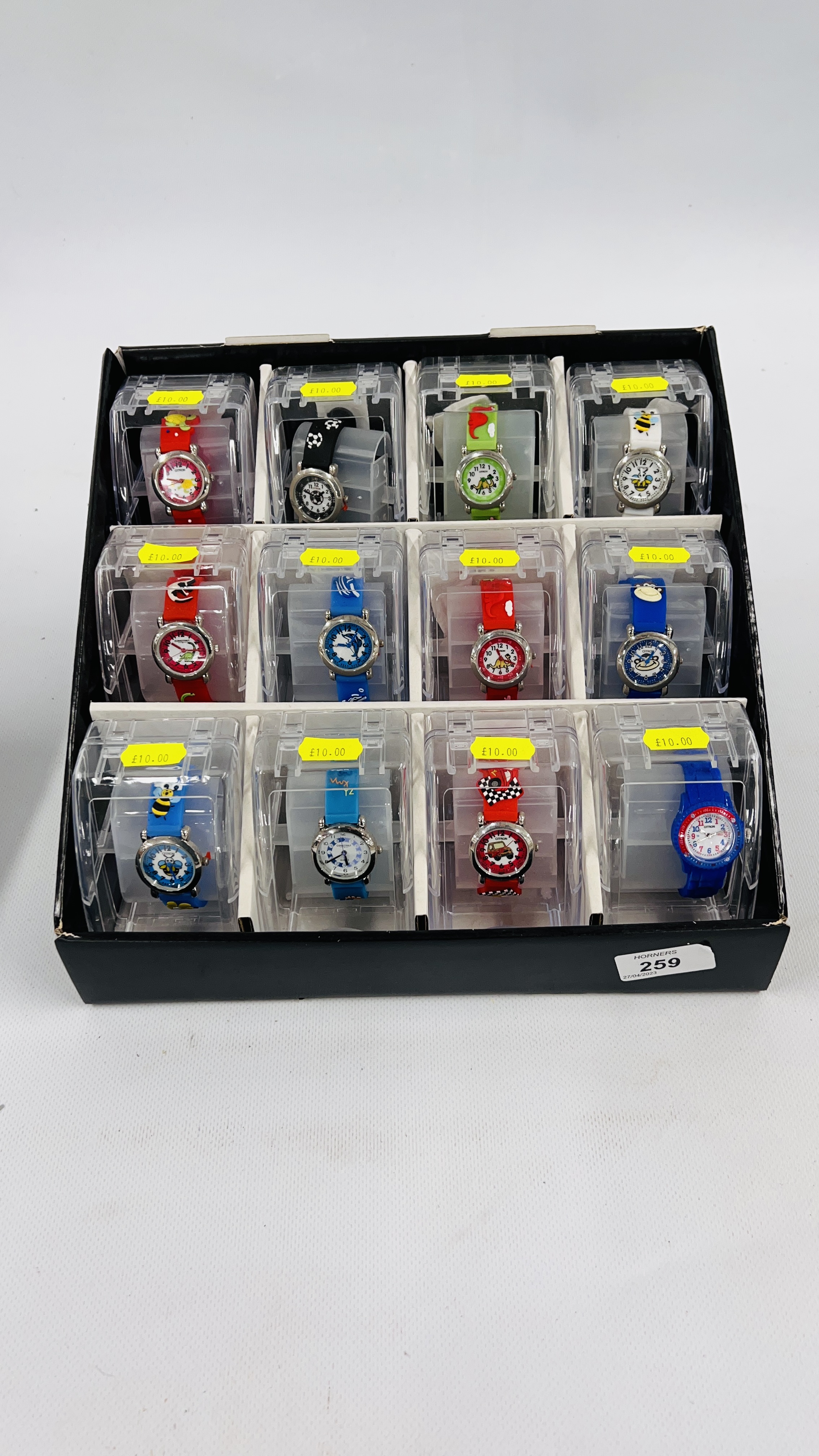 BANKRUPTCY STOCK - 12 X BOXED CITRON CHILDREN'S WRIST WATCHES VARIOUS DESIGNS.