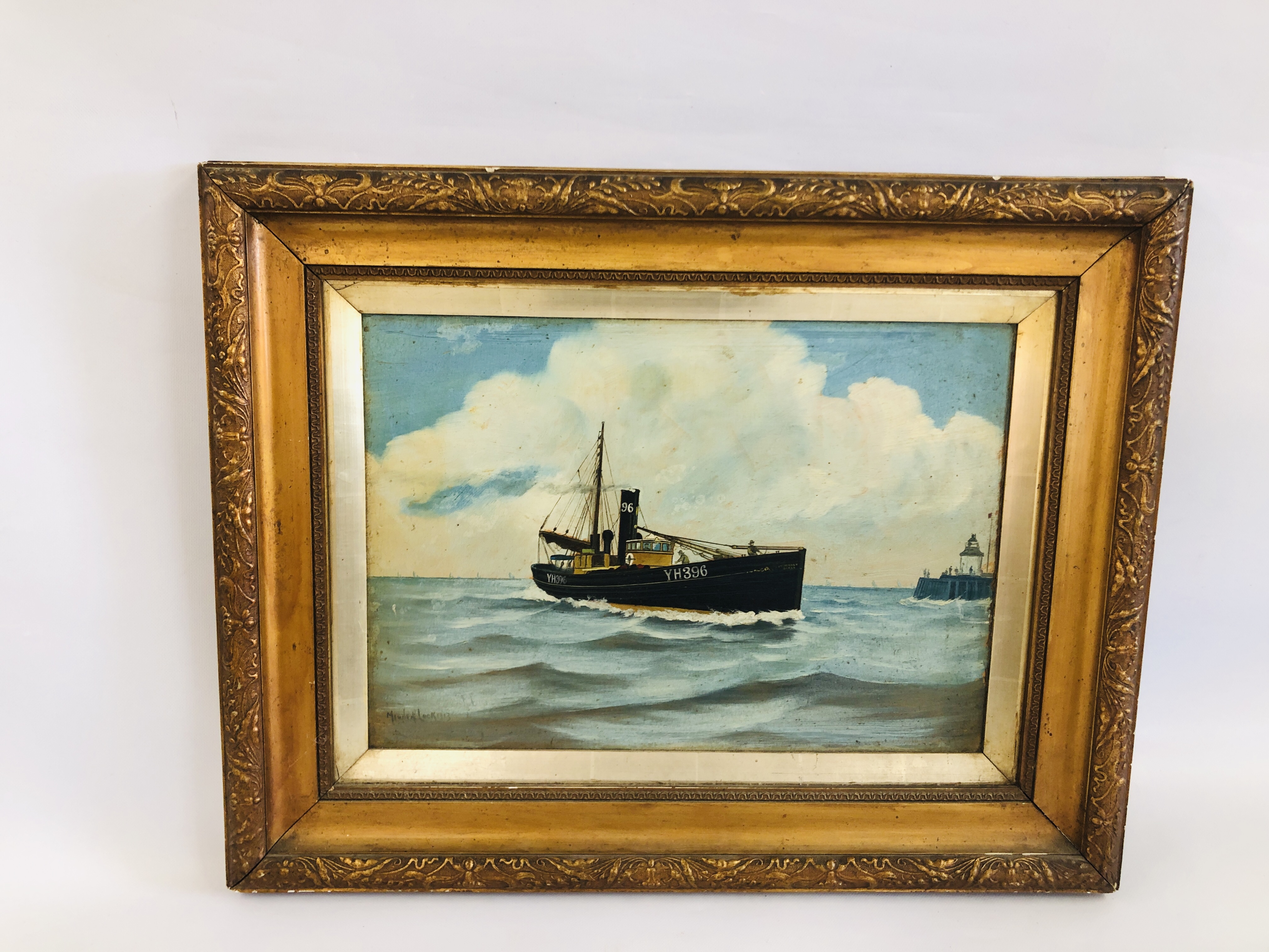 OIL ON BOARD YARMOUTH FISHING TRAWLER "FRIENDLY GIRLS" RETURNING TO HARBOUR,