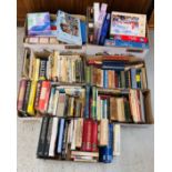 5 X BOXES OF ASSORTED BOOKS TO INCLUDE VINTAGE HARDBACK EXAMPLES ALONG WITH TWO BOXES OF ASSORTED