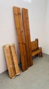 A PAIR OF HONEY PINE SINGLE BED FRAMES.