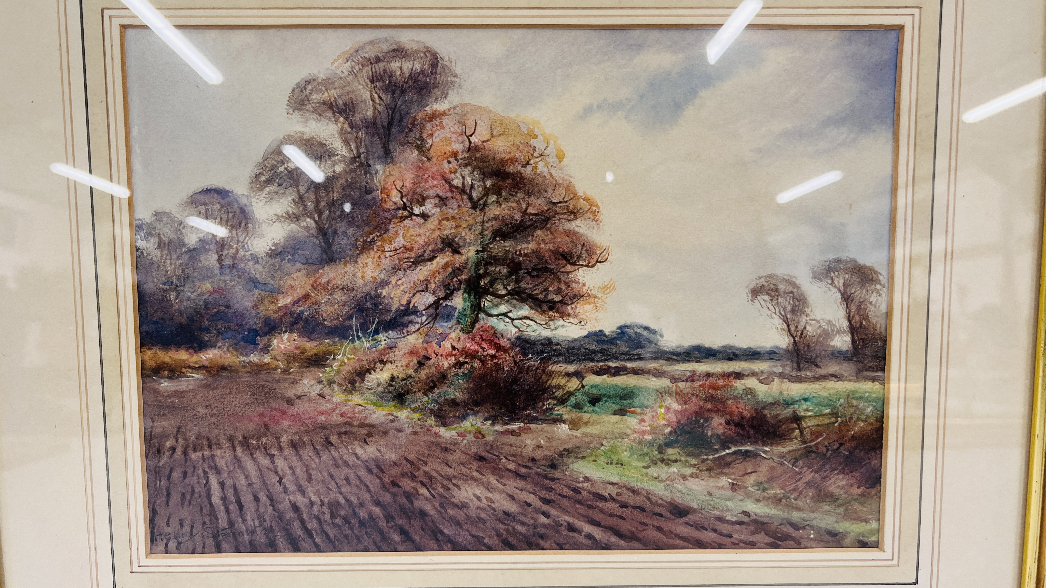 WATERCOLOUR "AUTUMN PLOUGH" BEARING SIGNATURE HENRY STANNARD RBA 19 X 27.5CM. - Image 2 of 3