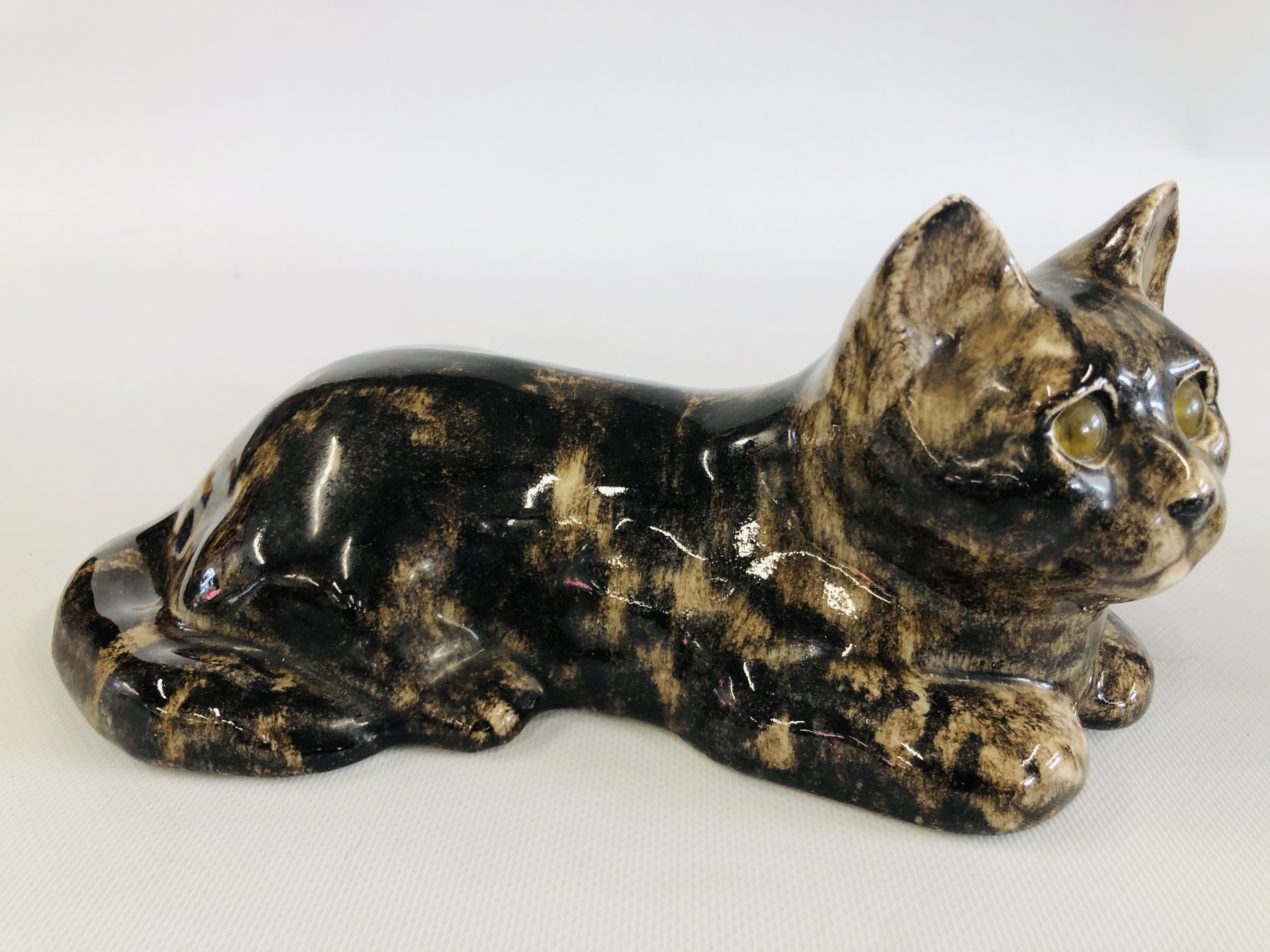 A WINSTANLEY POTTERY EXAMPLE OF A "SEATED" CAT BEARING SIGNATURE TO THE BASE, H 23. - Image 7 of 16