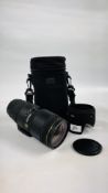 A SIGMA DG MACRO HSM 70-200MM LENS F2.8 APO WITH HOOD AND SIGMA CASE.