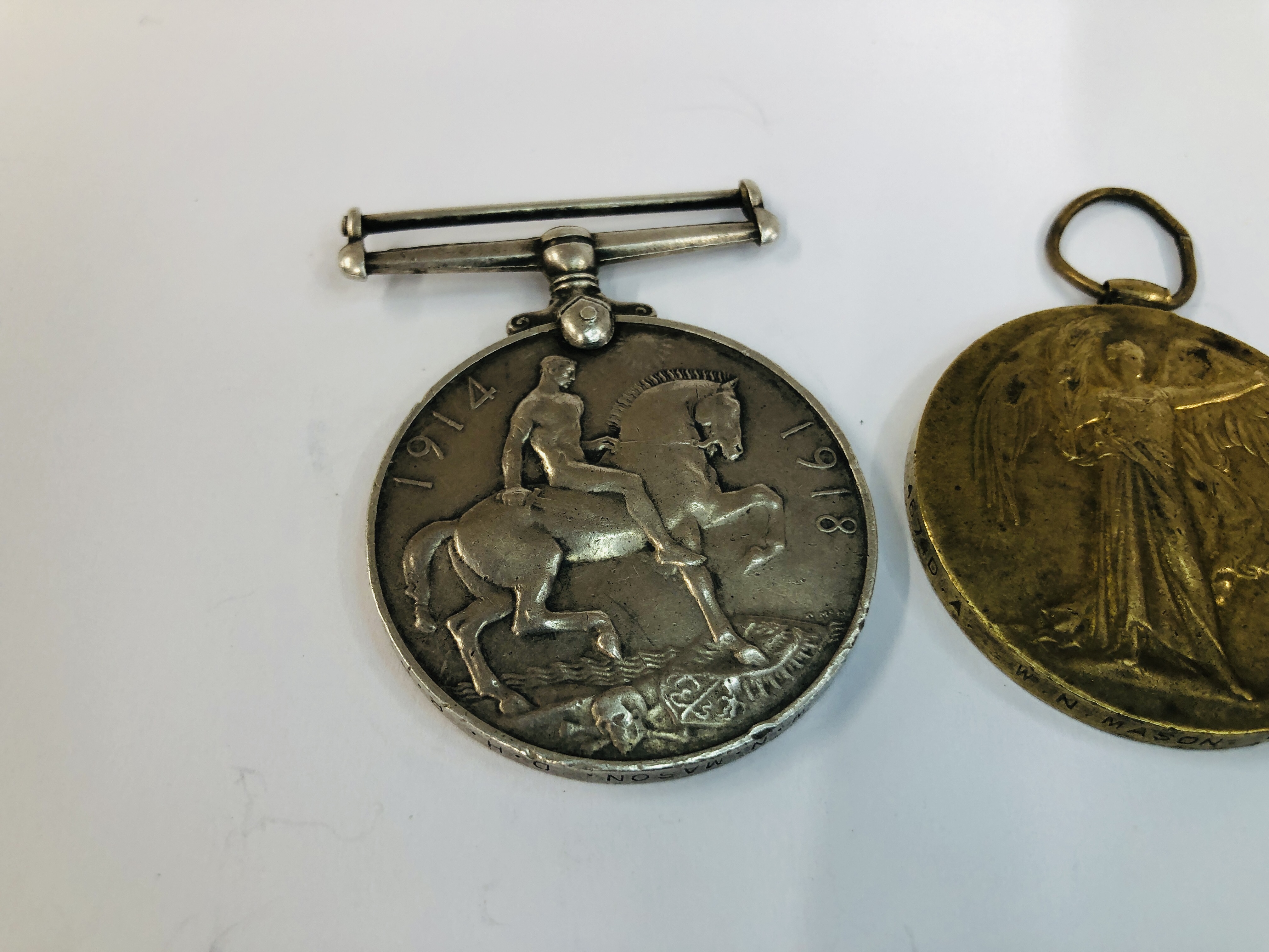 2 MEDALS FROM WW1 1914-1919 & 1914-1918 "THE GREAT WAR FOR CIVILISATION" PRESENTED TO W.N. MASON D. - Image 3 of 5