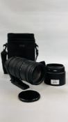 A SIGMA DG 120-400MM APO HSM LENS 1:4.5-5.6 WITH HOOD AND SIGMA CARRY CASE.