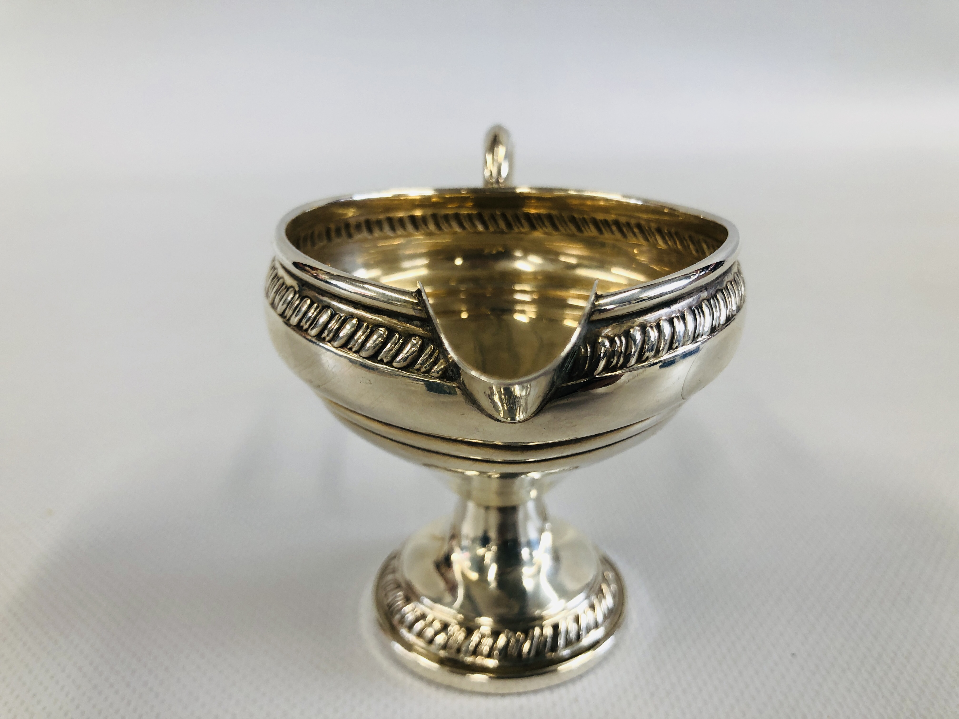 A DECORATIVE CREAM JUG AND MATCHING TWO HANDLED SUGAR BOWL MARKED "CROWN" STERLING. - Image 9 of 13