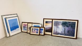 A GROUP OF THREE "JOHN MILLER" PRINTS TO INCLUDE EVENING BEACH, SUNSHADE AND LIGHTHOUSE,