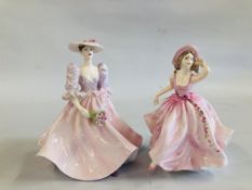 TWO COALPORT LADIES OF FASHION CHINA CABINET FIGURES TO INCLUDE "BARBARA ANN" AND "MELODY" BY JOHN