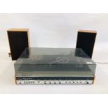 A FERGUSON STUDIO 6 STEREO CASSETTE AM/FM STEREO RECEIVER WITH CASSETTES AND A PAIR OF SPEAKERS -