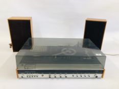 A FERGUSON STUDIO 6 STEREO CASSETTE AM/FM STEREO RECEIVER WITH CASSETTES AND A PAIR OF SPEAKERS -