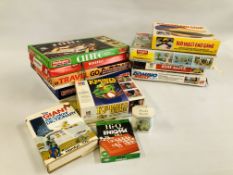 8 VINTAGE BOXED GAMES ETC. TO INCLUDE ROD HULL'S EMU GAME, PUZZLETOWN ETC.