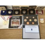 BOX PROOF OR UNCIRCULATED COINS, GB 1991 PROOF SET, 1983 UNC SET, 1972 SILVER PROOF CROWN (NO CASE),