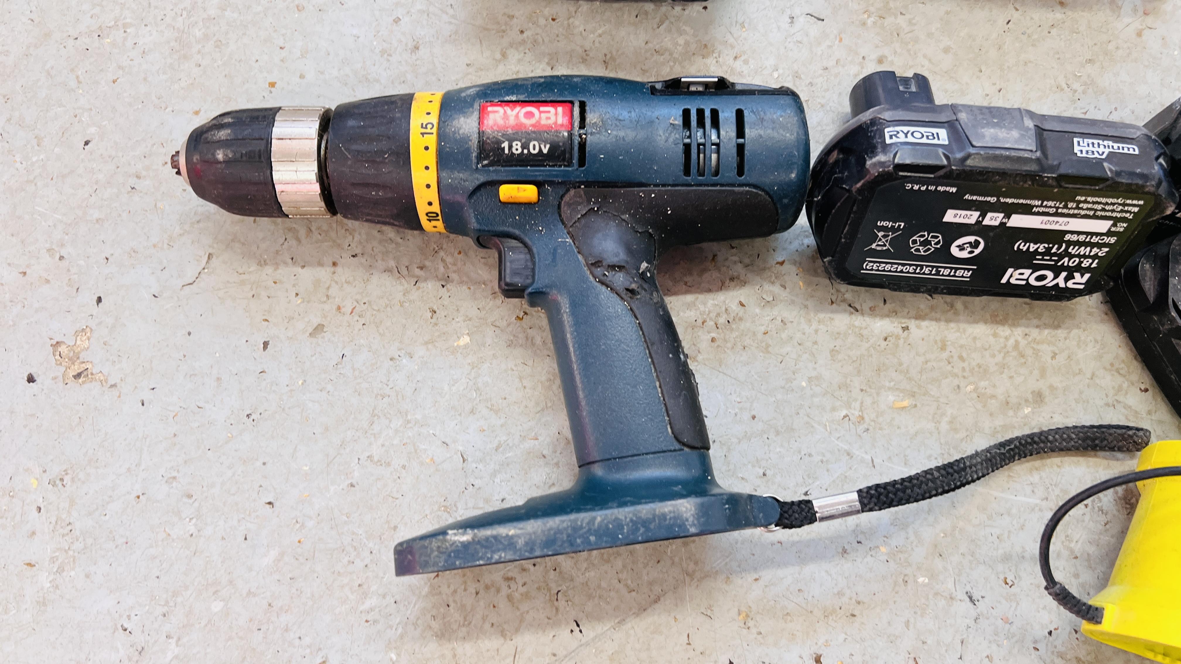 A BOX CONTAINING RYOBI POWER TOOLS TO INCLUDE CORDLESS SILICONE GUN, CORDLESS STAPLER , - Image 2 of 9