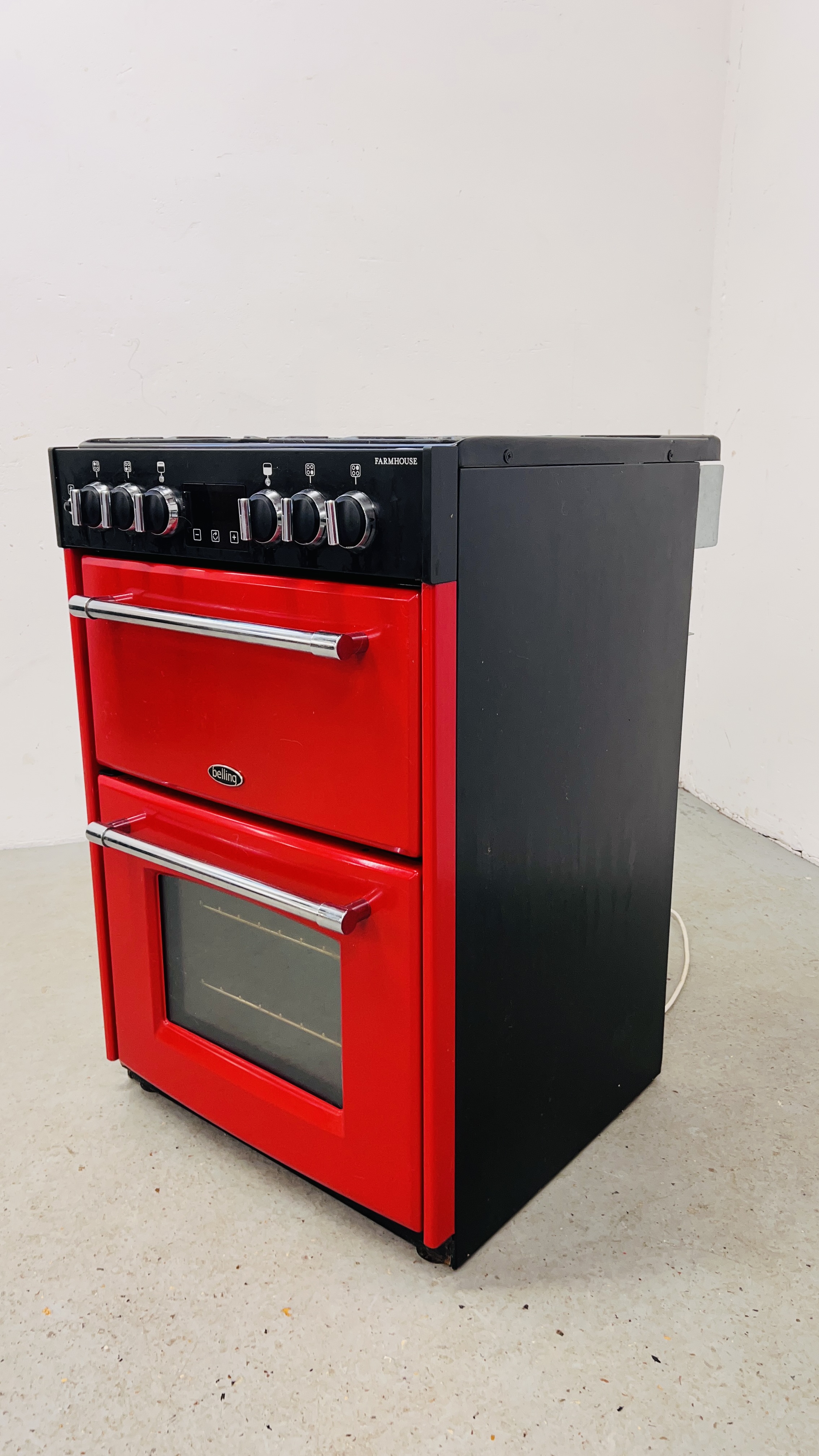 A BELLING "FARMHOUSE" MAINS GAS HOB, ELECTRIC SLOT IN COOKER FINISHED IN "HOT JALAPENO" RED, - Image 6 of 11