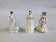 THREE COALPORT CHINA LIMITED EDITION CABINET FIGURES TO INCLUDE FEMMES FATALES "LILLIE LANGTRY"