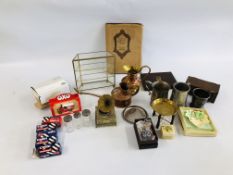 2 X BOXES OF COLLECTABLES TO INCLUDE GLASS DISPLAY, PEWTER TANKARDS,