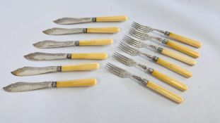 A SET OF 6 SILVER FISH KNIVES AND FORKS, SHEFFIELD 1886,