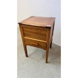 A MAHOGANY WORK BOX AND CONTENTS.