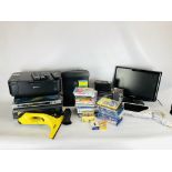 A COLLECTION OF ASSORTED ELECTRICAL GOODS TO INCLUDE SAMSUNG TV, HUMAX FREESAT BOX,