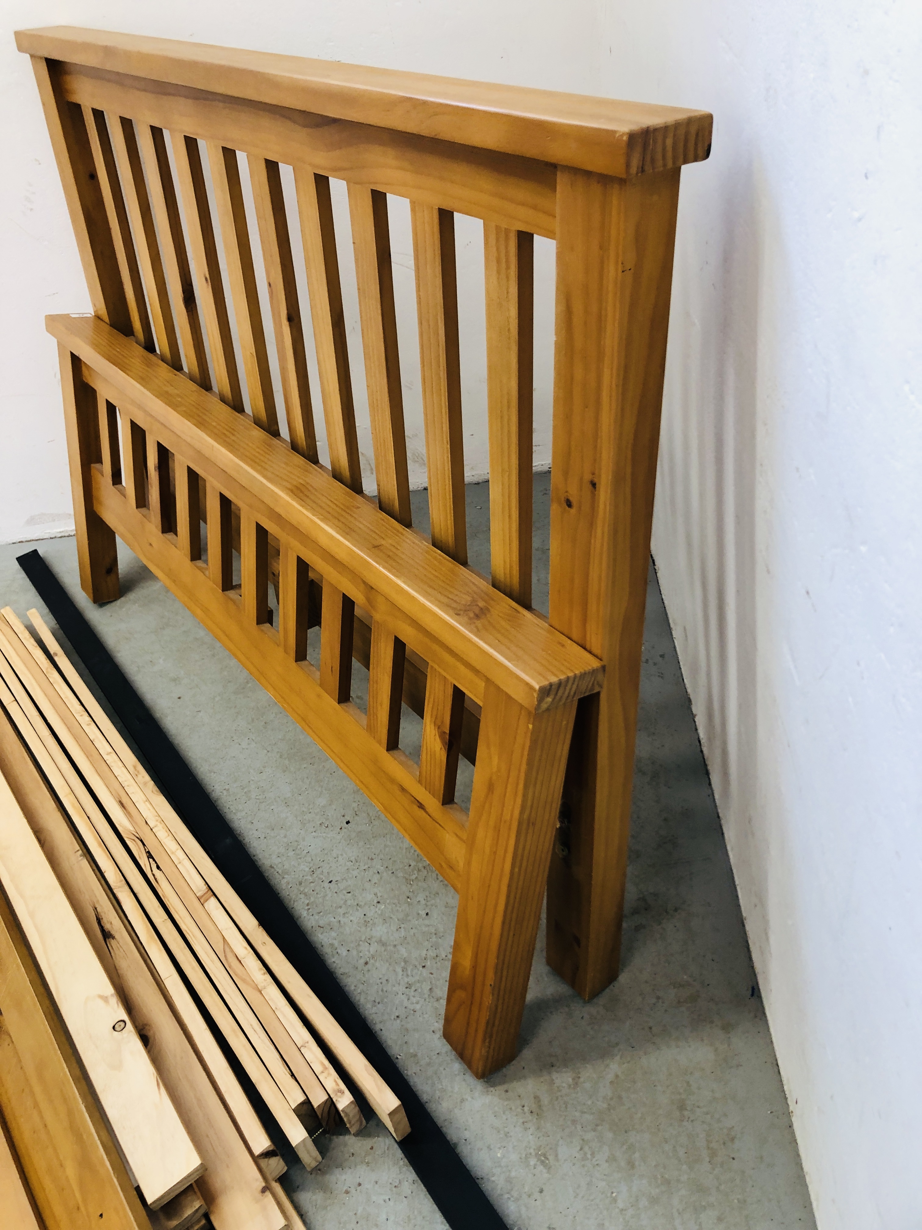 A HONEY PINE DOUBLE BEDFRAME. - Image 2 of 7