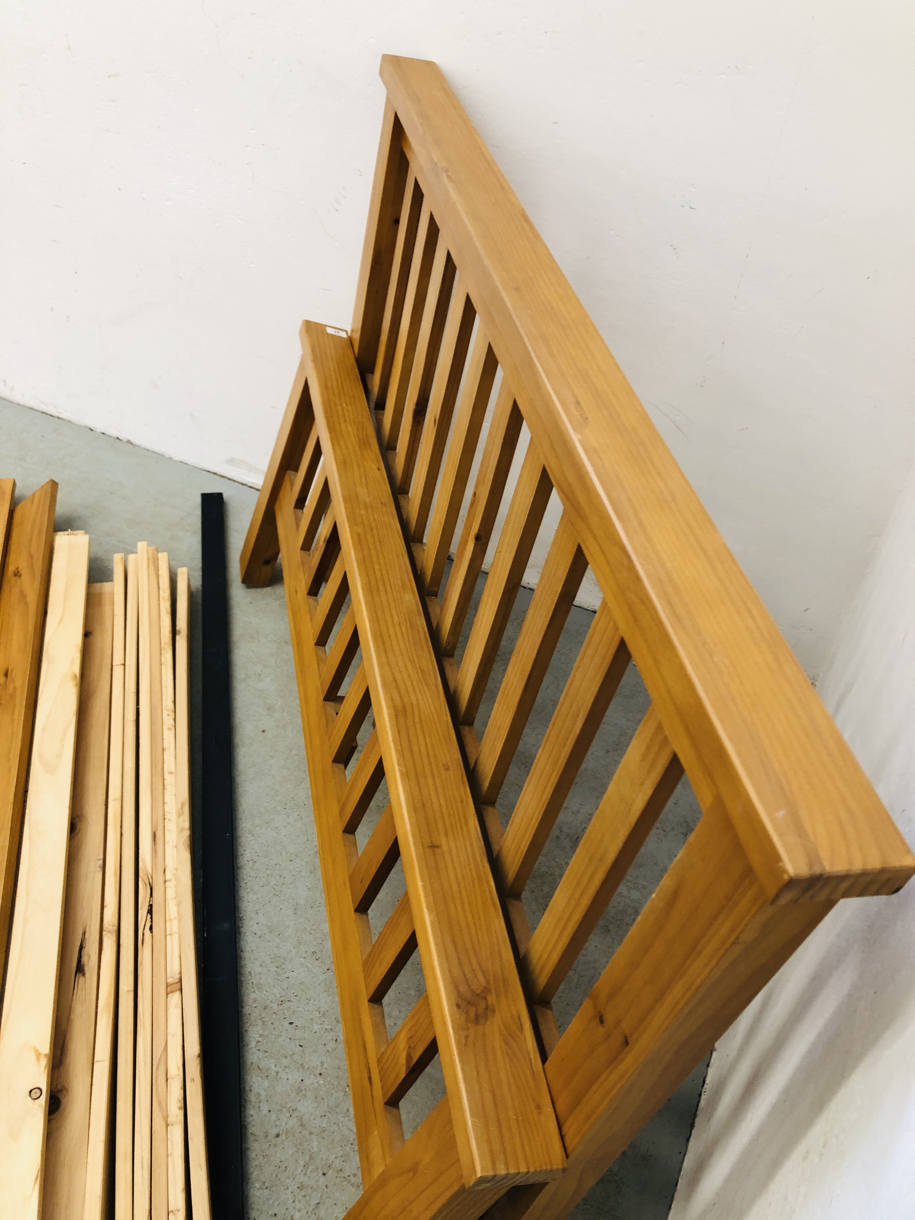 A HONEY PINE DOUBLE BEDFRAME. - Image 3 of 7
