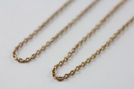 TWO 9CT GOLD NECKLACES, L 48CM AND L 32CM.