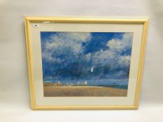 OIL ON BOARD "GT YARMOUTH BEACH" BEARING SIGNATURE COLIN GILES, 48 X 63.5CM.