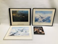 3 FRAMED AND MOUNTED SIGNED MILITARY AIRCRAFT PRINTS TO INCLUDE DUAL OF EAGLES - ROBERT TAYLOR,