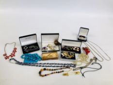 COLLECTION OF MIXED COSTUME JEWELLERY AND WATCHES.