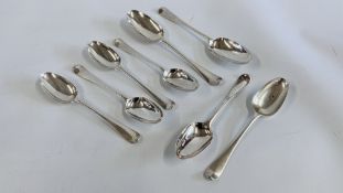 A SET OF 6 MID-C18TH HANOVERIAN PATTERN SILVER DESSERT SPOONS,
