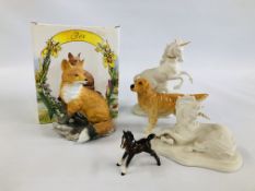 A GROUP OF CABINET COLLECTABLES TO INCLUDE LEONARDO CLASSIC FOX,