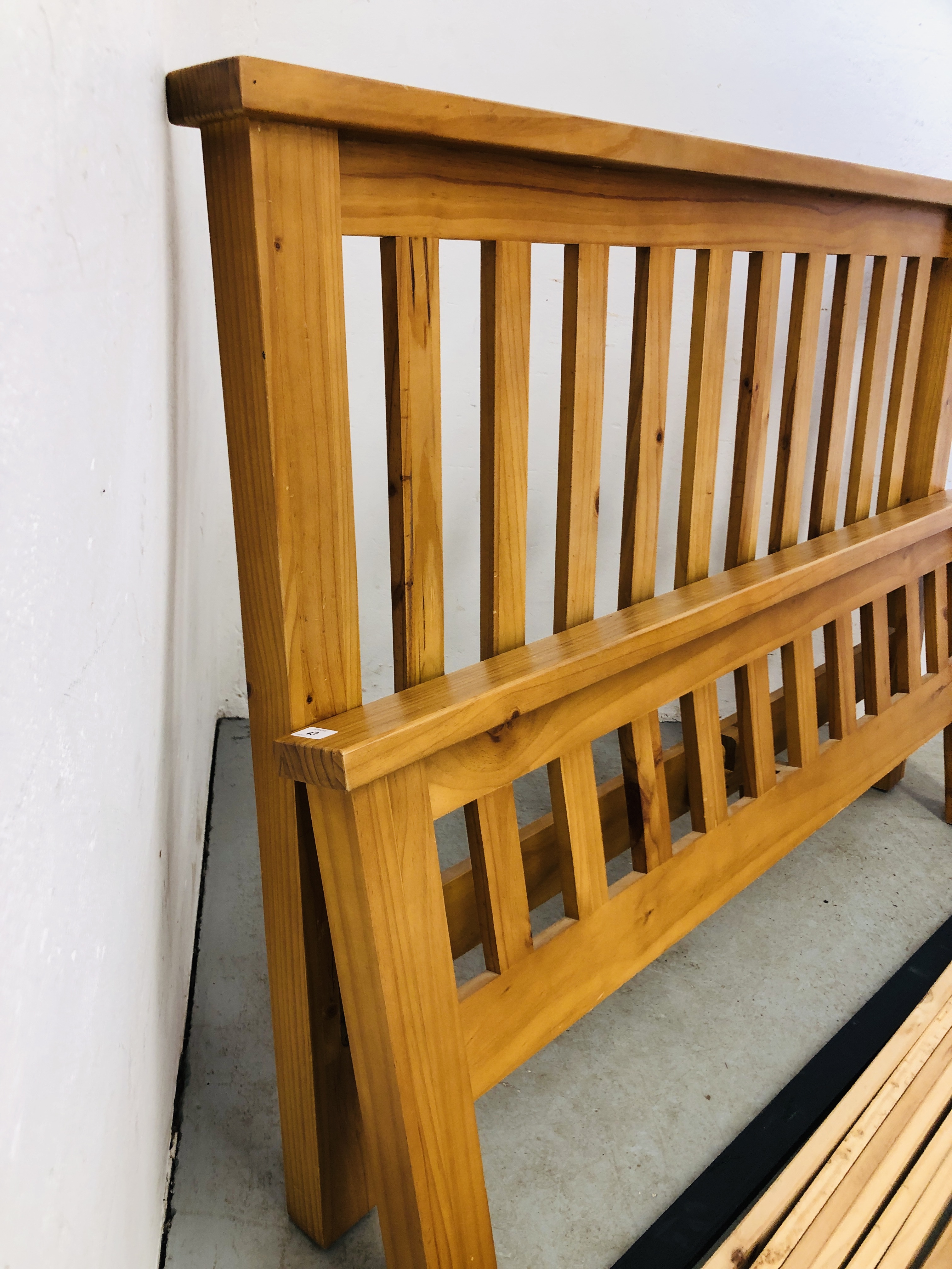 A HONEY PINE DOUBLE BEDFRAME. - Image 6 of 7