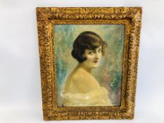 GILT FRAMED PORTRAIT OIL OF A YOUNG LADY CECIL W. QUINNELL R.M.S 1926.