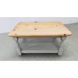 SHABBY CHIC PINE COFFEE TABLE, W 91CM X D 60CM X H 46.5CM.