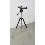 OPTICRON 60MM SPOTTING SCOPE NO. 40298 ON SLIKMASTER ADJUSTABLE TRIPOD.