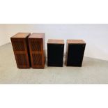 A PAIR OF HMU 2406 SPEAKERS ALONG WITH A PAIR OF VINTAGE WOODEN CASED DYNATRON LS200 SPEAKERS -