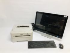 A DELL INSPIRON 2330 ALL IN ONE DESKTOP COMPUTER WITH KEYBOARD AND MOUSE PLUS BROTHER HL-2135W