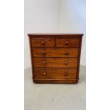 A VICTORIAN MAHOGANY CHEST, TWO SHORT OVER THREE LONG DRAWERS W 104CM. D 48CM. H 106CM.